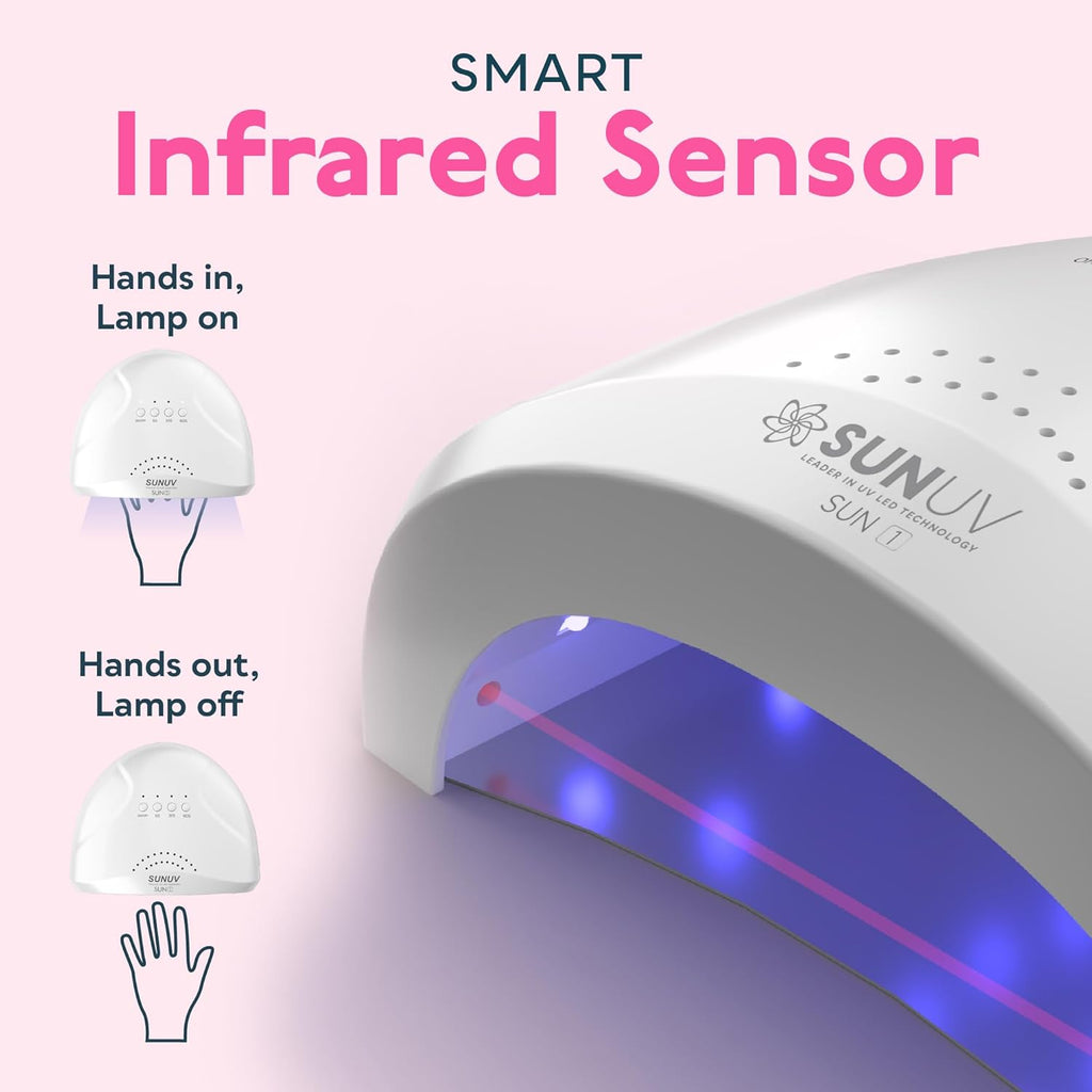 SUNUV UV LED Nail Lamp - Professional Gel Light with 3 Timers | Stylish SUNone White Design