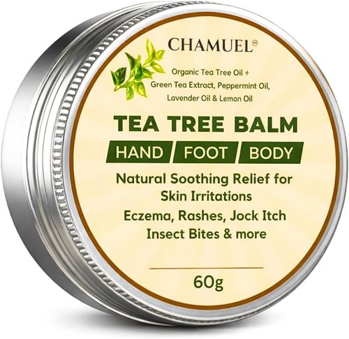 Tea Tree Oil Balm - Natural Itchy Skin Relief for Rashes, Jock Itch & Bug Bites | Safe for All Ages