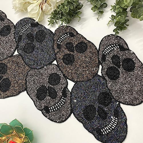 Handmade Bead Table Runner - Halloween Skull Fall Decor