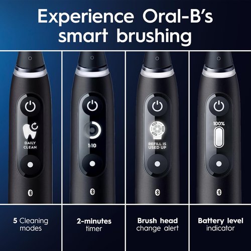Oral-B iO7 Rechargeable Electric Toothbrush - Deep Clean & Protect, 5 Modes, Interactive Display, White
