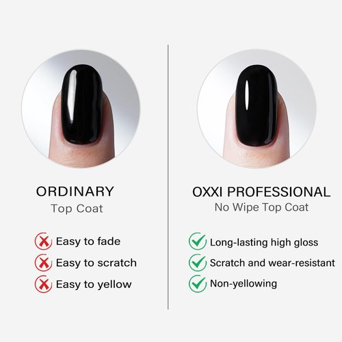 OXXI Professional No Wipe Top Coat Gel Nail Polish - Diamond-Like High Gloss, HEMA Free, 15ml