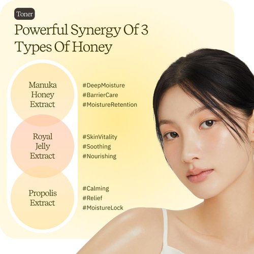 ByUR Honey Gorgeous Keep Moisturizing Toner - Deeply Hydration & Glow, Firming & Elasticity Care for Dry Skin, Skin Barrier Repair, Honey & Ceramides, Gentle Facial Daily Pore Care Korean Skincare