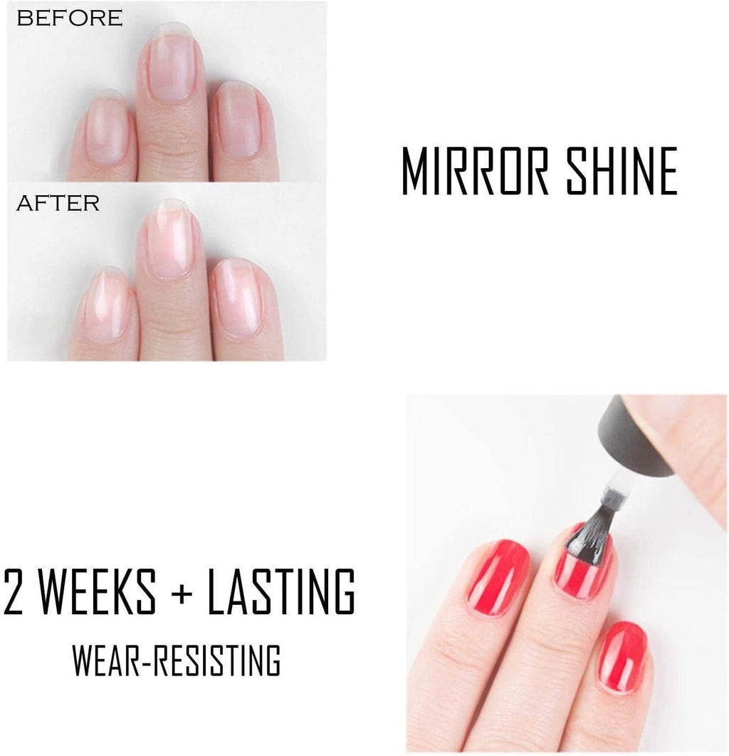 Vishine No Wipe Top Coat & Base Coat - 15ml Long Lasting UV/LED Nail Varnish Set
