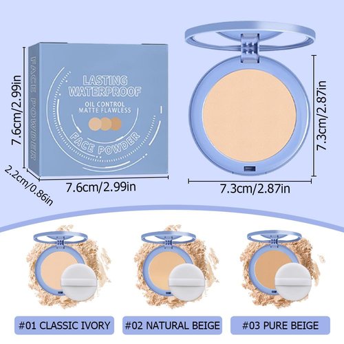 Matte Perfection Pressed Powder - Oil Control Face Powder for Flawless Complexion | Natural Beige, 0.35 FL OZ