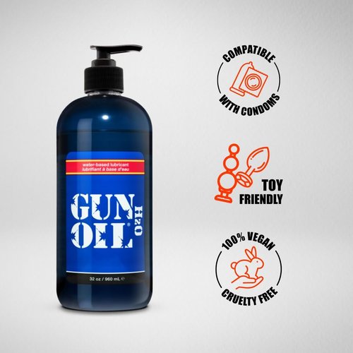 Gun Oil Water-Based Lubricant - 32 Ounce Premium Personal Lube | Long-Lasting, Hypoallergenic & Condom Safe