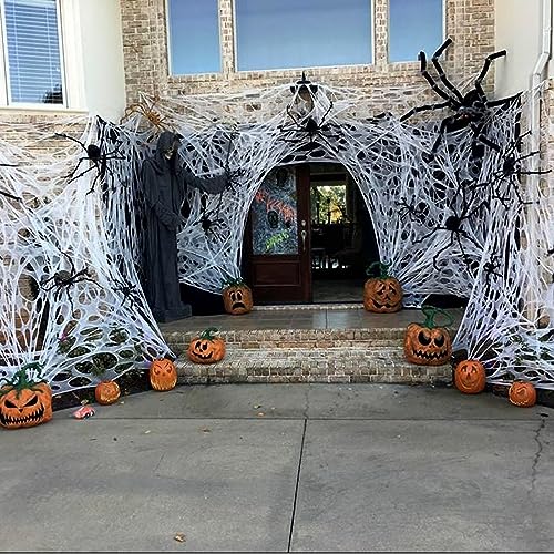 Giant Spider Web Netting 4lb Halloween Decoration 1900 sqft - Outdoor Use, CMKTA Variation