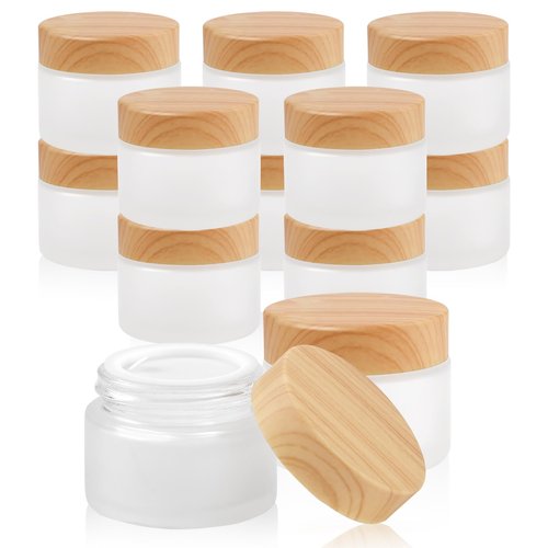 TkoYuHm 12-Pack White Matte Glass Bottles 1.67oz Cosmetic Containers for Skincare Travel-Friendly Refillable Leak-Proof Design