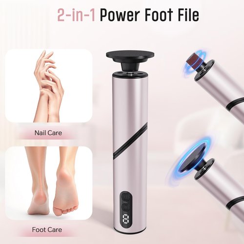 Electric Foot Callus Remover, 2-in-1 Rechargeable Foot File Callus Remover for Feet, Max 900RPM 9 Adjustable Speeds Foot Scrubber for Dead Skin Pedicure Cracked （1 Pack）
