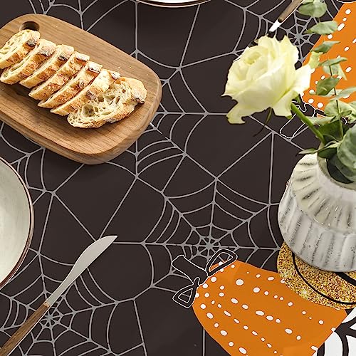 Halloween Cobweb Tablecloth 60 x 120 Inch Rectangular Black - Spooky Home Decor