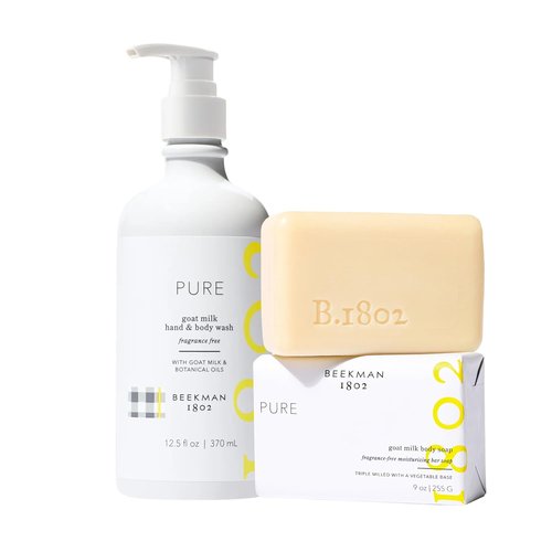 Beekman 1802 Goat Milk Bar Soap & Hand + Body Wash - Fragrance-Free Skincare Gift Set