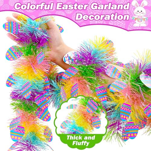 50FT Easter Tinsel Garland with Confetti Streamers - Spring Green, Purple, Yellow, Blue, Green, Pink Variations