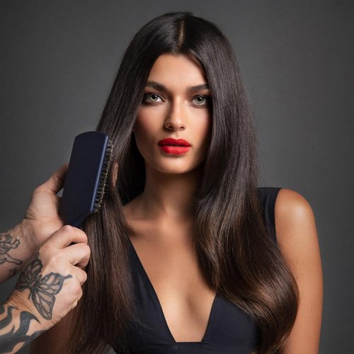 Fromm Professional Intuition Glosser - Boar Bristle Paddle Brush for Smooth, Shiny Hair | Navy Color