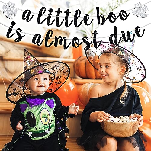 Halloween Baby Shower Banner - 'A Little Boo is Almost Due' Decoration, Fall Themed Party Decor