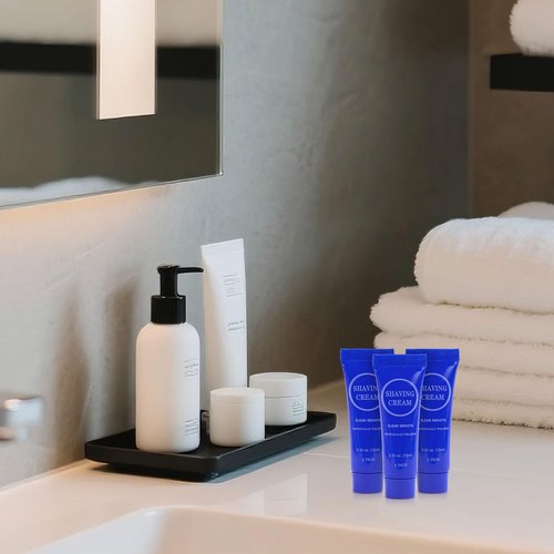 Disposable Shaving Cream for Men, Small Bottle Individually Wrapped Mini Shave Cream in Bulk, Travel Size Toiletries Amenities Vacation for Hotel, Shelter/Homeless/Nursing/Charity 0.34oz (Pack of 100)