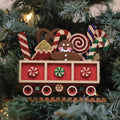 Christmas Wooden Candy Cane Train Ornament - Handcrafted Holiday Decor