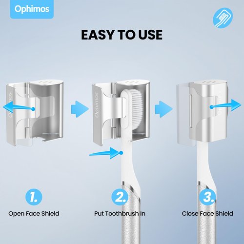 Ophimos Aluminum Alloy Toothbrush Head Cover, 2 Count Long-Lasting Travel Protector Case for Most Electric/Manual Brushes（Black+Silver）