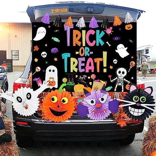 Halloween Car Decorations Trunk or Treat Backdrop Fans Tassels for Garage & Yard