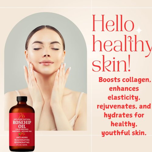 Pomberries Rosehip Seed Oil – Cold-Pressed & Unrefined, Rosehip Oil for Face, Skin & Hair – Rose Hip oil for Scars, Wrinkles, Stretch Marks, Daily Hydration & Gua Sha Massage, 4 fl oz