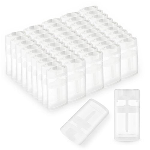 50 Pack 0.5 oz/15ml Clear Deodorant Container,Empty Oval Twist-Up Plastic Tubes Portable Containers for Chapstick,Large Lip Balm,Lotion Bar Sticks,Perfume Solid Lotion,Sunscreen-Pocket Deodarant Tube