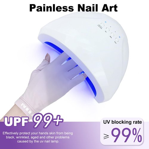 NXJ INFILILA UV Gloves for Nails, Anti UV Light Gloves for Gel Nail Lamp, Professional UPF 99+ Protection for Women Protect Hands from Sun and Nail Lamp Harm(Purple)