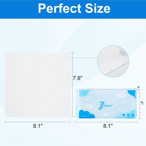 JOWLOT Disposable Face Towels, 240 Count Ultra Soft and Thick Cotton Facial Towels for Sensitive Skin, Dry Wipes Face Tissues Towelettes for Cleansing, Makeup Remover and Skincare