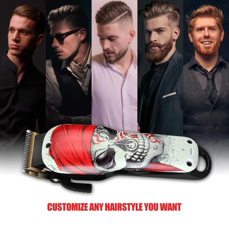 YAZIYIR Professional Cordless Hair Clipper for Men, 2-Speed Motor, 2000mAh Battery, 8 Color-Coded Guides for Precision Cuts