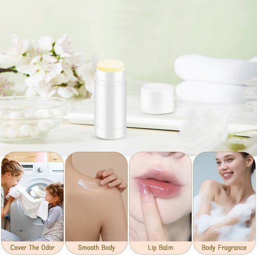20 Pcs 15g/0.5oz Deodorant Jars Empty Refillable Round Plastic Deodorant Bottles Twist Up Bottom Filling Stick Tubes for Homemade DIY Lotion Bar Chapstick - White