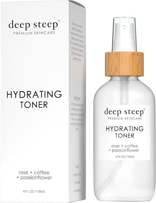 Deep Steep Hydrating Toner - Cooling Facial Mist with Witch Hazel & Rose Water | 4 oz Vegan Skincare