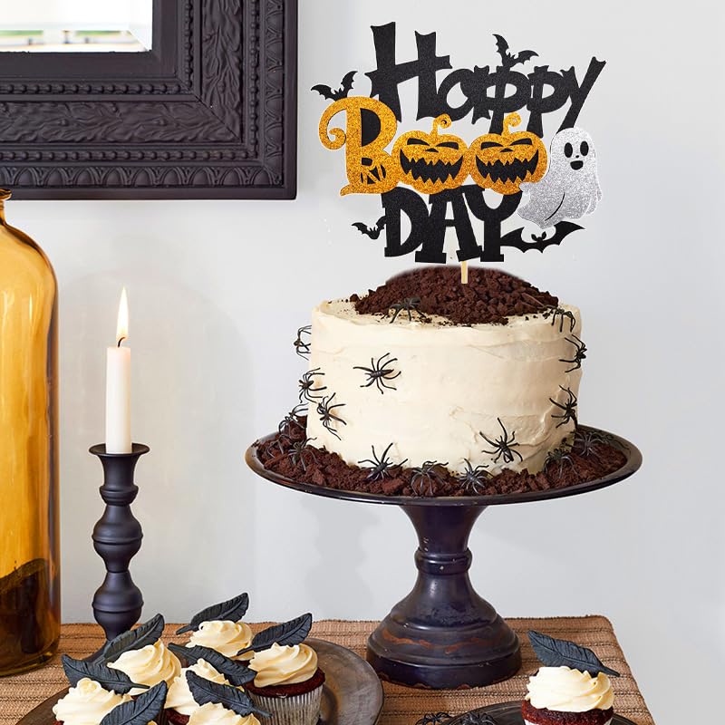Halloween Cake Topper Black Glitter Boo Day - Color 3
