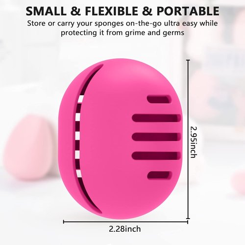 Fauxomor Makeup Sponge Holder - Double-Sided Vented Silicone Case for Travel | Shatterproof Design in Rose Red