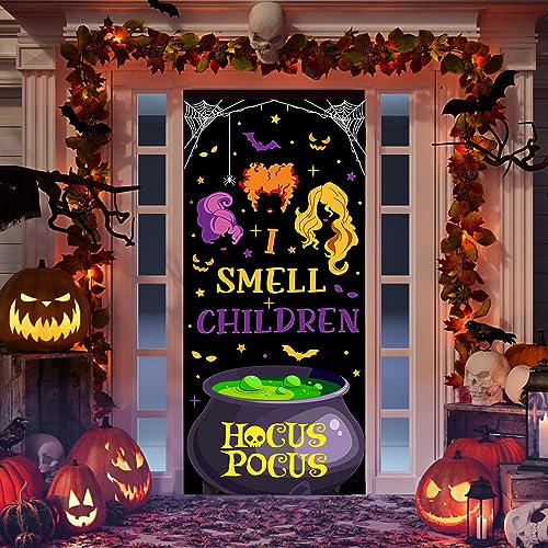 Hocus Pocus Halloween Door Cover Decorations - Spooky Witch Theme for Party & Front Door