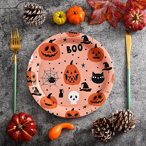 30 Pack Halloween Paper Plates for Parties 9x9 Inch Durable & Festive