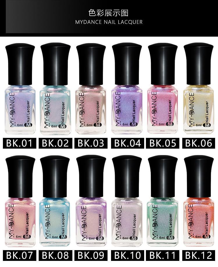 Iridescent Light Blue Shell Pearl Nail Polish - Quick Dry Long Lasting Shimmer 6ml - Variation 02