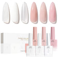 CANNI Rubber Base Gel Set - 6 Colors Milky White Clear Pink Nude Builder Nail Gel for Nail Strengthening, Soak Off UV LED for Natural Nails, DIY Manicure Salon Use Women & Girls