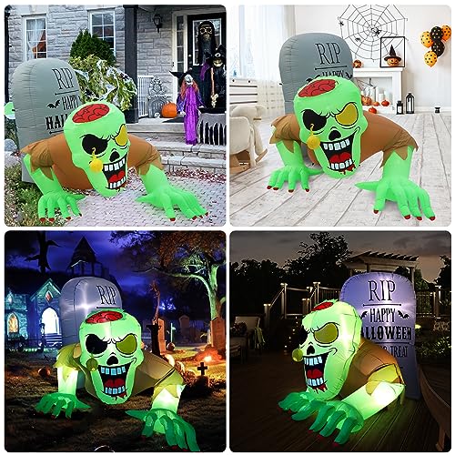 Halloween Inflatable Zombie Tombstone Outdoor Decorations - 8.6Ft Spooky Yard Decor