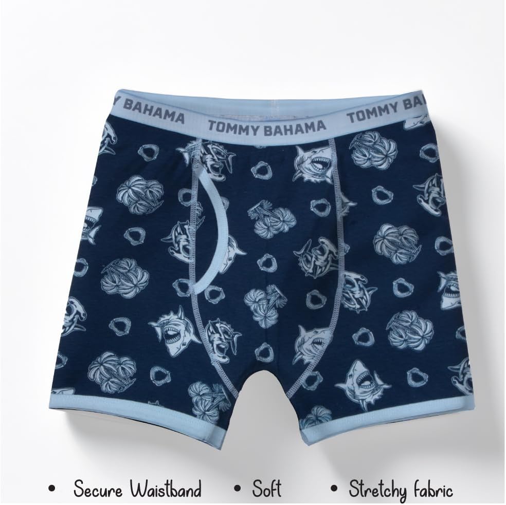 Tommy Bahama Boys Cotton Boxer Briefs - Soft, Tag-Free 5-Pack Underwear for Kids and Toddlers
