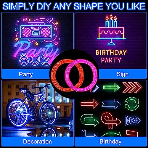30 Pack 6.6ft Neon LED EL Wire Lights Battery Powered for DIY & Events