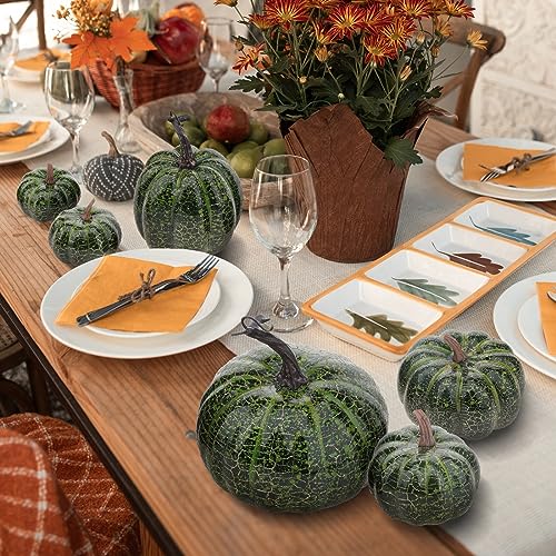 Green Artificial Foam Pumpkins for Halloween & Fall Decorations - 6 Pack