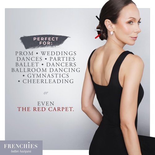 Frenchies French Twist Chinese Hair Sticks, Ultra Flocked Extra Soft Hair Chopsticks for Women, Girls, Teens, Buns, Dancers, Womens Wedding Accessories for Updo Hairstyles, Pack of 3, Black