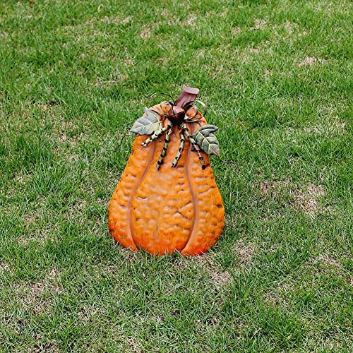 13.5-inch Metal Pumpkin Outdoor Fall Decor - Rustic Porch Halloween & Thanksgiving