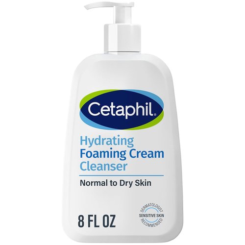 Cetaphil Foaming Face Wash - Hydrating Cream Cleanser for Sensitive Skin | 8 oz, Fragrance-Free, Aloe-Infused