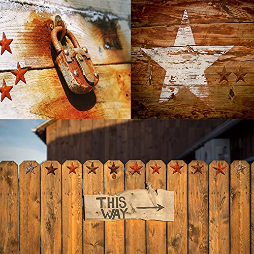 Rusty Metal Barn Stars Set - 40pcs Mini Rustic Holiday Wall Decor - Black+Pink