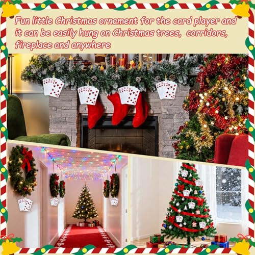 12Pcs Poker Card & Chip Christmas Ornaments - Holiday Casino Decor