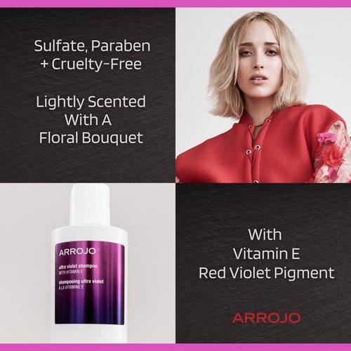 ARROJO Ultra Violet Purple Shampoo - 8.5 oz Color Treated Hair Care | Eliminates Brassy Tones & Yellow Hues