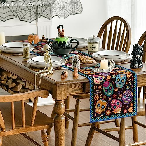 Halloween Table Runner 13x90 Inch Black Blue Polyester Party Decor - Variation of THIS listing