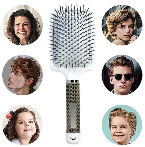 Skiennix Detangling Paddle Brush - Anti-Frizz Hairbrush for Curly & Fine Hair | Wet or Dry Use