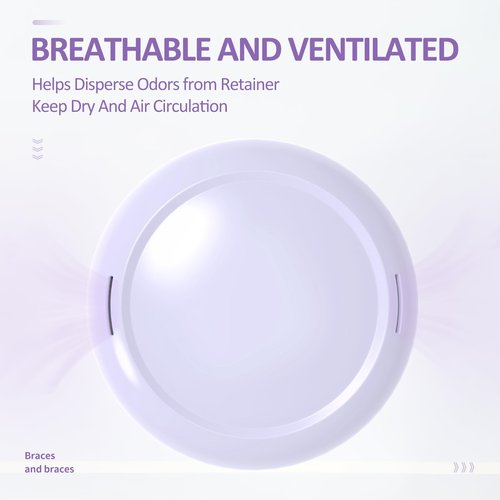 Gaboolo Retainer Case with Mirror and Lanyard,Slim Aligner Case with Vent Holes,Cute Dental Brace Box with Retainer Removal Tool and Brush (Purple Pink with Lanyard)