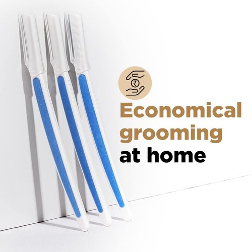 FURR Reusable Facial Razor for Women, German Blades – Pack of 3 | For Eyebrows, Upper Lip, Forehead, Chin & Sideburns | Includes Storage Sleeve