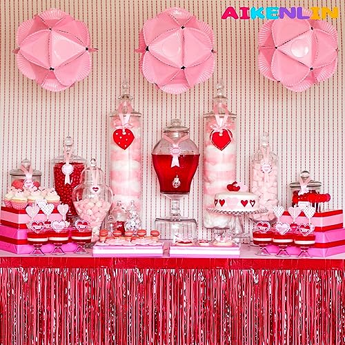 Red Metallic Foil Fringe Table Skirts 6 Pack 29x108 Inch Party Decorations