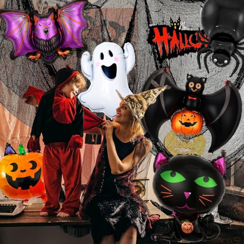 Halloween Balloons Set with Spider Ghost Pumpkin Bat and Cat Decorations
